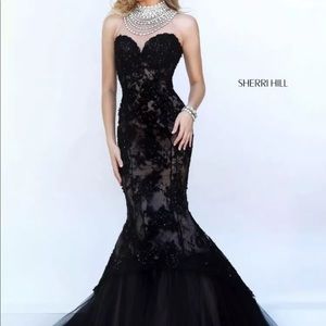 Black Lace Sherri Hill Dress Size 8